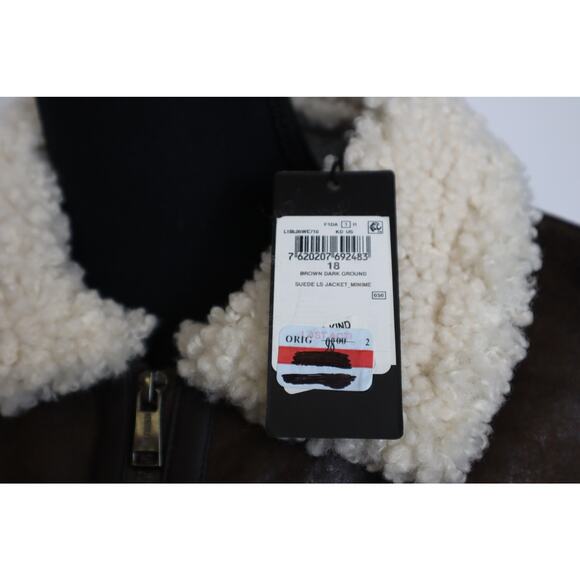 Guess Boys Dark‎ Brown Suede Jacket with Shearling Lining Size 18 - Picture 5 of 7